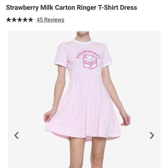 Strawberry Milk Carton Ringer T-Shirt Dress Plus Size - Picture 3 of 10